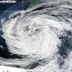 The cyclone in the area of Kuril islands